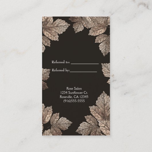 ダークブラウンとブロンズ葉の素朴が友だちを参照 紹介カード (裏面)