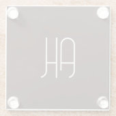 ダークブラウンとホワイトカスタムイニシャルシンプル ガラスコースター (裏面)