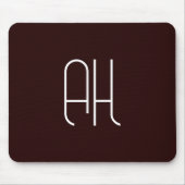 ダークブラウンとホワイトカスタムイニシャルシンプル マウスパッド (正面)