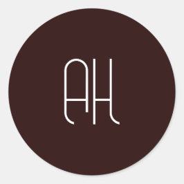 ダークブラウンとホワイトカスタムイニシャルシンプル ラウンドシール