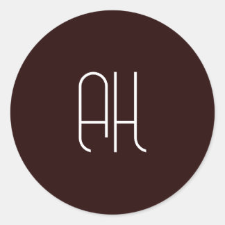 ダークブラウンとホワイトカスタムイニシャルシンプル ラウンドシール