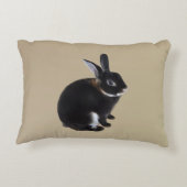 ダークブラウンとホワイトミニレックスウサギ アクセントクッション (裏面)