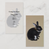 ダークブラウンとホワイトミニレックスウサギ 名刺 (正面/裏面)