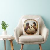 ダークブラウンとライトブラウンのフリシア荷車を引くの馬 クッション (椅子)