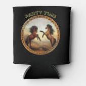 ダークブラウンとライトブラウンのフリシア荷車を引くの馬 缶クーラー (正面)