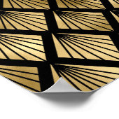 ダークブラウンと金ゴールドアールデコ パターン(の模様が)ある ポスター (角)