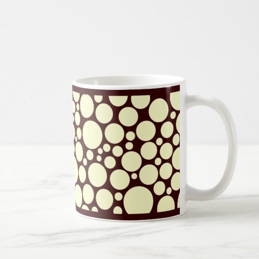 ダークブラウンにクリーム色の水玉 コーヒーマグカップ (右)