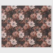 ダークブラウンのクリーム、テラコッタの花 ラッピングペーパー (フラット)
