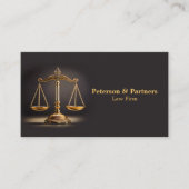 ダークブラウンのゴールデン・スケール・ジャスティス 名刺 (正面)