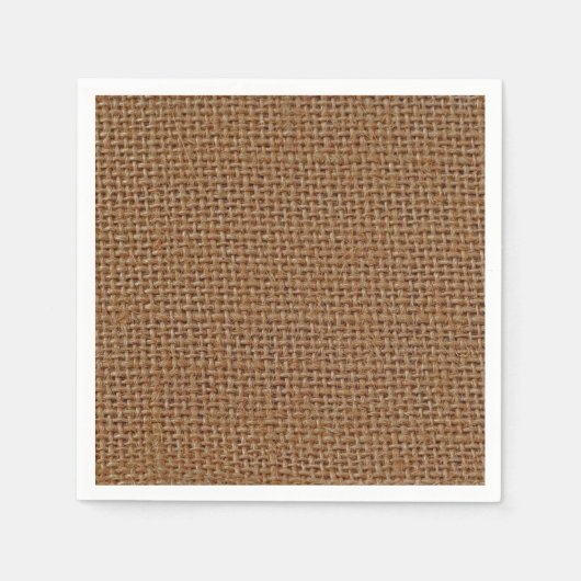 ダークブラウンのジュートバーラップ写真リアル スタンダードカクテルナプキン (正面)