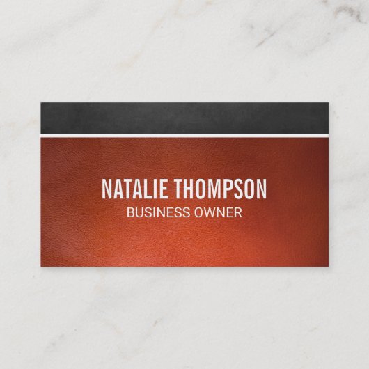 ダークブラウンのテクスチャ |オレンジ色の革の背景 名刺 (正面)