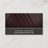 ダークブラウンのパネル |黒いラグジュアリー背景 名刺 (裏面)