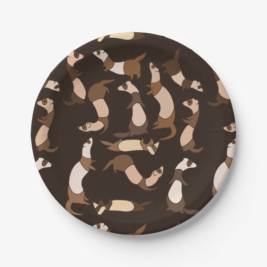 ダークブラウンのフェレット ペーパープレート (正面)