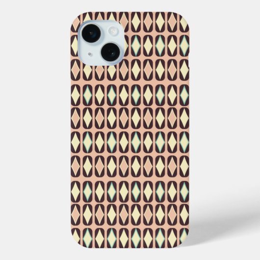 ダークブラウンのリーフ柄のシームレスな幾何学模様 Case-Mate iPhoneケース (裏面)