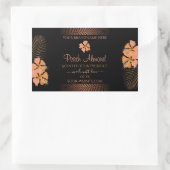 ダークブラウンの商品ラベル オレンジエキゾチックフラワーズ 長方形シール (バッグ)