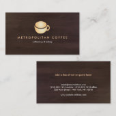 ダークブラウンの木目の上に高級金ゴールドコフィーのマグロゴ 名刺 (正面/裏面)