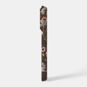 ダークブラウンの水彩野の花パターン名 iPhoneケース (左側面)