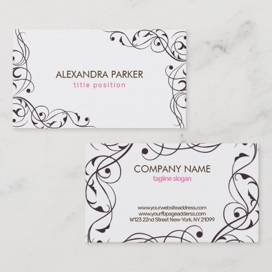 ダークブラウンの渦巻き旋回 名刺 (正面/裏面)