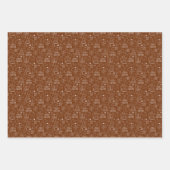 ダークブラウンの白いクリスマスアウトライン ラッピングペーパーシート (正面3)