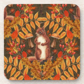 ダークブラウンの秋のリス コースター (正面)