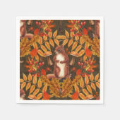 ダークブラウンの秋のリス スタンダードカクテルナプキン (正面)