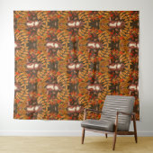 ダークブラウンの秋のリス タペストリー (インサイチュ(横))