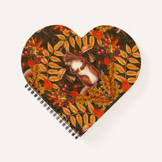 ダークブラウンの秋のリス ノートブック (正面)