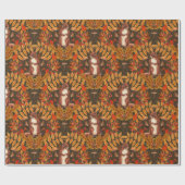 ダークブラウンの秋のリス ラッピングペーパー (フラット)