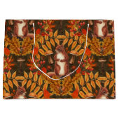 ダークブラウンの秋のリス ラージペーパーバッグ (正面)