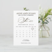 ダークブラウンのSave the date カードカレンダーと写真 (スタンド正面)