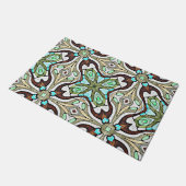 ダークブラウンアクアターコイズブルーグリーントライバル ドアマット (アングル)