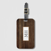 ダークブラウンウッドデザイン |モノグラム ラゲッジタグ (正面縦)