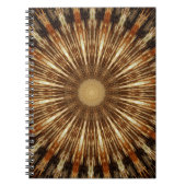 ダークブラウンオレンジ万華鏡のように千変万化するパターンマンダラアート ノートブック (正面)