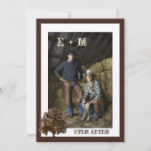 ダークブラウンオークツリーフォト結婚式招待状 招待状 (正面)