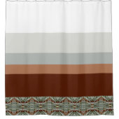 ダークブラウンティール（緑がかった色）とグレーブルー シャワーカーテン (正面)