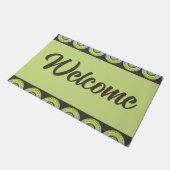 ダークブラウンティール（緑がかった色）ブルー ドアマット (アングル)