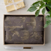 ダークブラウンデコパージュ上のサファリ動物 薄葉紙 (ギフト)