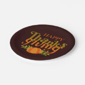 ダークブラウンハッピー感謝祭秋イエローカボチャ ペーパープレート (アングル)