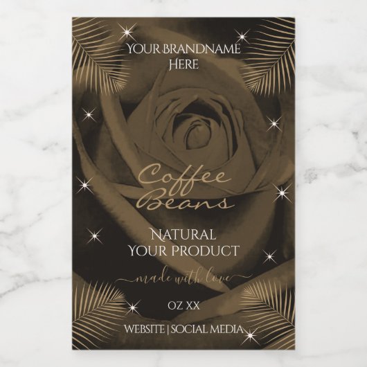 ダークブラウンバラフラワーパーム葉製品ラベル フードラベル (シングルラベル)