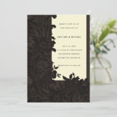 ダークブラウンフローラビクトリアン装飾結婚品 招待状 (スタンド正面)