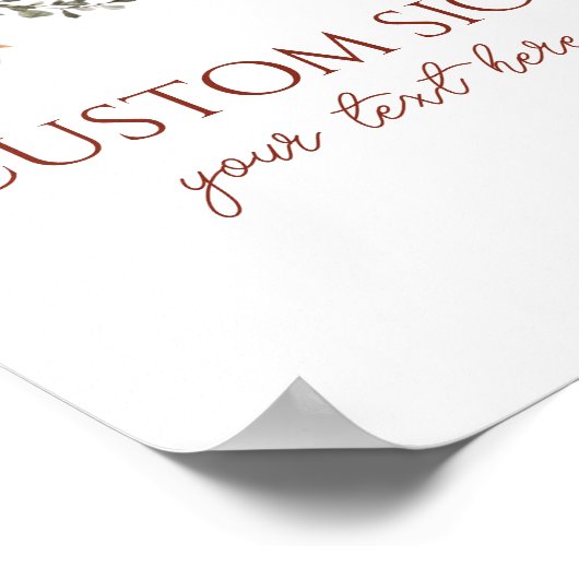 ダークブラウンブルゴーニュフローラカスタムパーティー標識 ポスター (角)