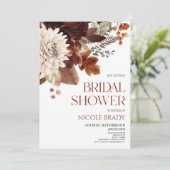 ダークブラウンブルゴーニュフローラ花ブライダルシャワー 招待状 (スタンド正面)