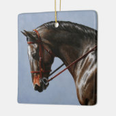 ダークブラウンベイワルムブロードドレッセージホース セラミックオーナメント (左)