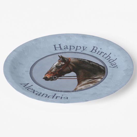 ダークブラウンベイワルムブロードドレッセージホース ペーパープレート (アングル)