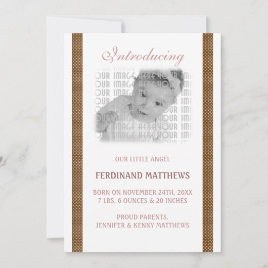 ダークブラウンベビー誕生 案内状 (正面)