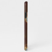 ダークブラウンベージュグレーブルーヘードマーブルアート iPhoneケース (右側)