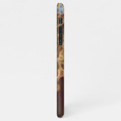 ダークブラウンベージュグレーブルーヘードマーブルアート iPhoneケース (左側)