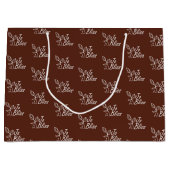 ダークブラウンホワイトロゴプロモーションクリスマスプレゼント ラージペーパーバッグ (正面)
