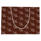 ダークブラウンホワイトロゴプロモーションクリスマスプレゼント ラージペーパーバッグ (裏面)