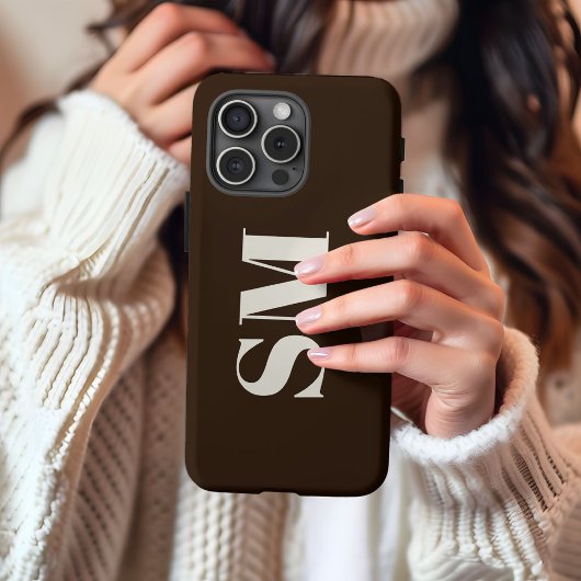ダークブラウンモノグラムイニシャル iPhoneケース
